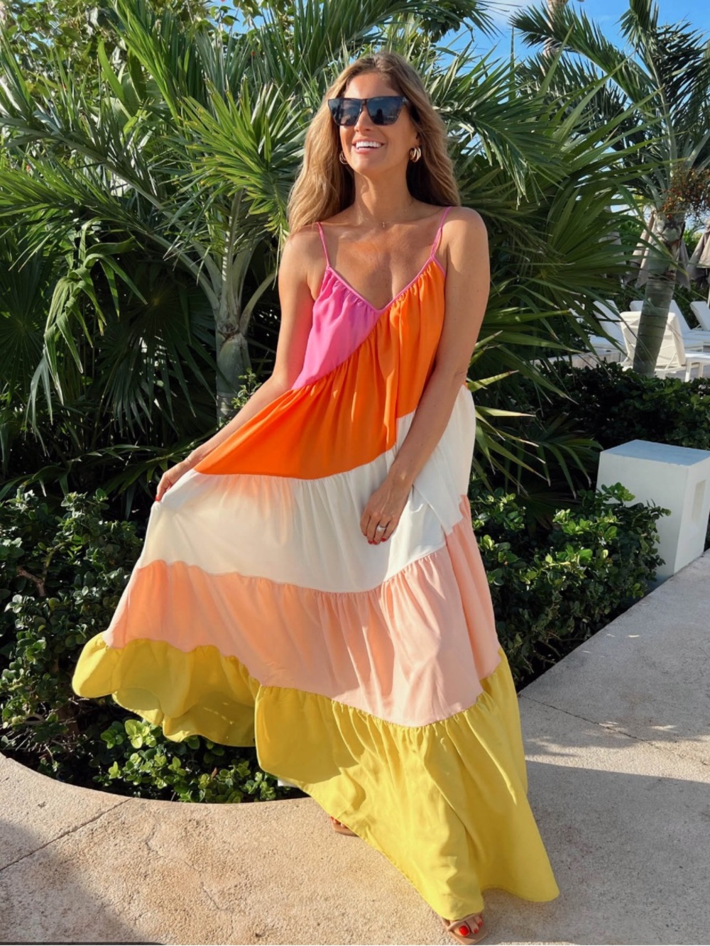NWT Petal & Pup Georgina Colorblock Tiered Maxi Dress - Size Large
